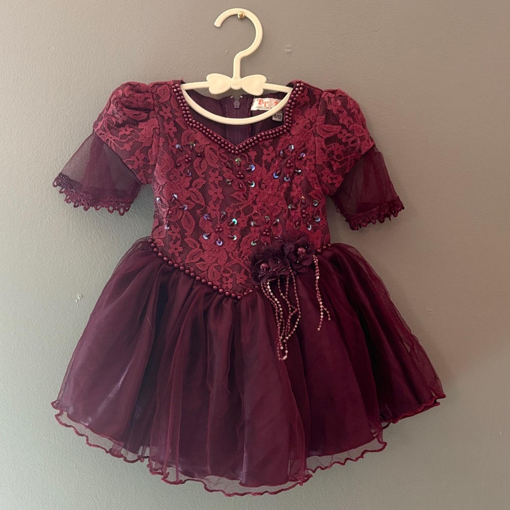 Tip Top Kids Burgundy Lace Formal Dress
